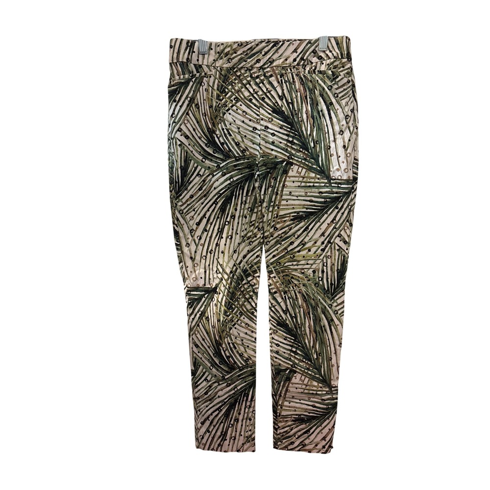 Chico's Women's Pants Size 0.5 Tropical Palm Leaf Print Green Cropped Ankle